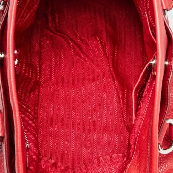 Prada Blue Vitello Daino Leather Convertible Shopping Tote Bag - Picture 10 of 12